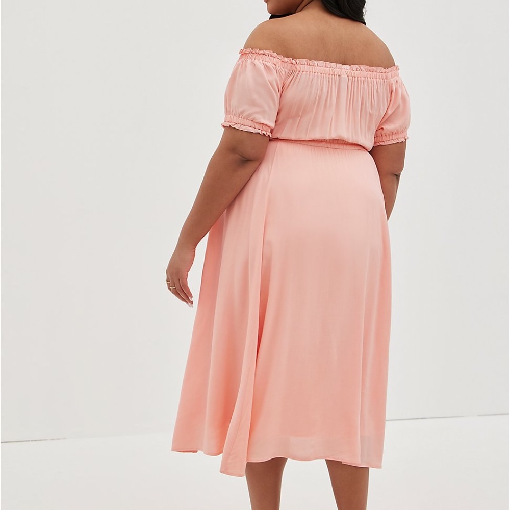 TORRID Peachy Pink Tie Waist Midi Dress - Picture 3 of 11